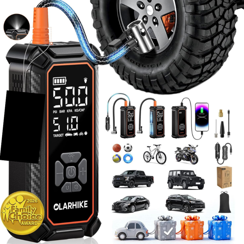 Dual Power Air Compressor, 2000mAh / 12V